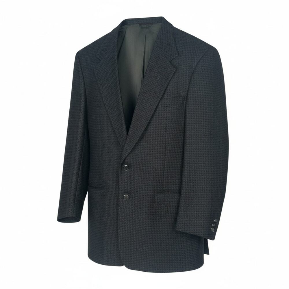 VTG Hart Schaffner & Mark Men's 44XL Brown Black Houndstooth Virgin Wool Blazer
